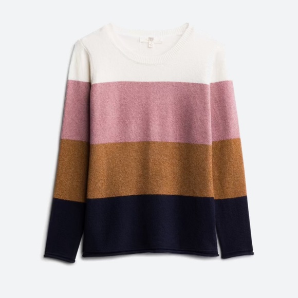 Sweaters - Crew Neck Sweater- pink, navy, brown, and white